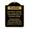 Signmission Do Not Leave Valuables in Plain View Management Not Responsible for ANY Theft, A-DES-BG-1824-23280 A-DES-BG-1824-23280 - alternate 1